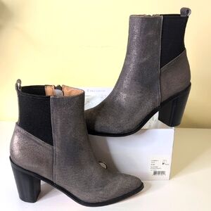 Corso Como Size 6.5 Hurray Dusted Metallic Gunmetal Heeled Boots, NEW